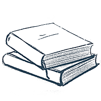 Illustration zweier übereinanderliegender Bücher