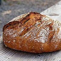 Ein lockeres Vollkornbrot für Vollkornmuffel oder die, die es bisher waren. Das Brot hat eine kräftige, krosse Kruste und liegt auf einem Holztisch.