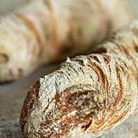 Die Kruste des Wurzelbrotes ist knusprig und kross.