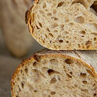 Die Krume des Wurzelbrotes ist mittelporig, elastisch und saftig.