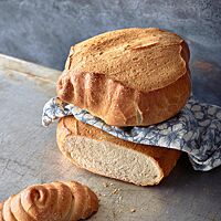 Im Anschnitt des Wickelbrotes wird die feinporige, elastische Krume sichtbar.