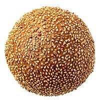 Auf der Oberfläche des goldbraun ausgebackenen Burger Buns befindet sich Sesam.